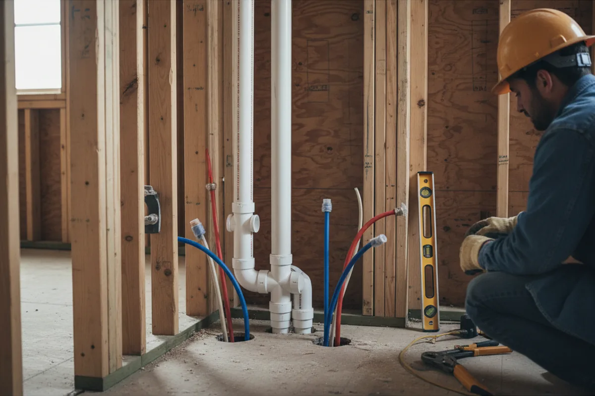 Drain and supply rough-in during Leak Detection in Casnovia