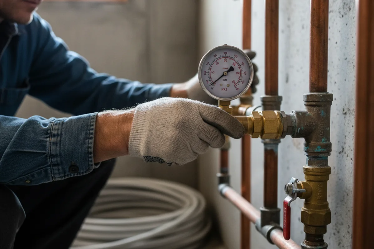 Pressure testing a repaired line during Water Line Repair in Casnovia